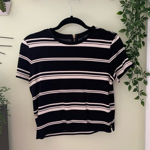 boxy cropped striped t-shirt